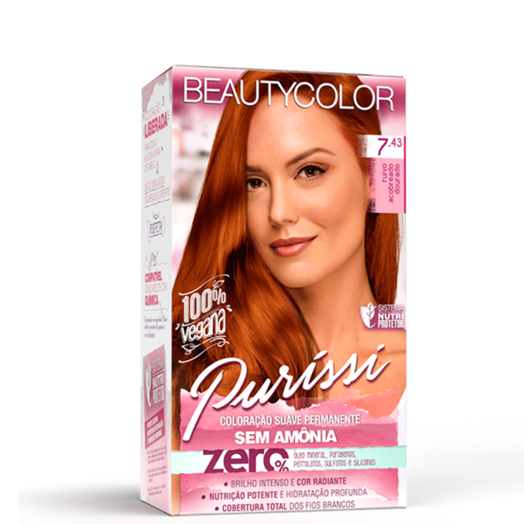 Kit Tonalizante Purissi Sem Amônia 7.43 Ruivo Acobreado Dourado ...