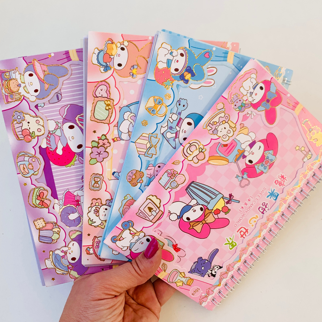 Caderno de Adesivos Kuromi Hello Kitty My Melody | Shopee Brasil
