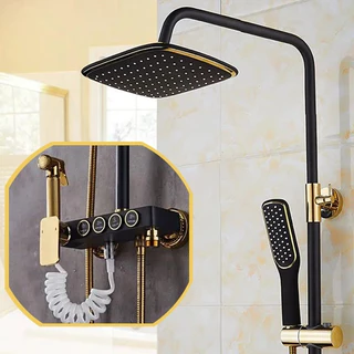 Chuveiro de Parede com Ducha Inox Conjunto Chuveiro Quadrado Estilo Industrial Premium