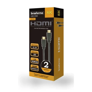 Cabo HDMI 2 Metros 2.1 4k 8k Ps4 Ps5 Xbox 144hz Ultra Velocidade HD eArc 48Gbps