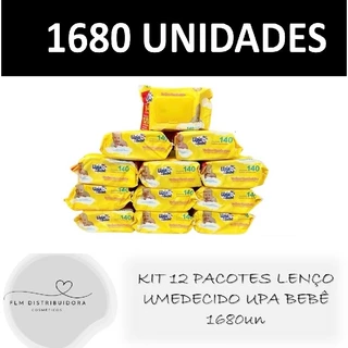 Kit 1680 lenços/Toalhas umedecidas Upa bebe caixa com 12 pacotes 140 und cada em Oferta na Shopee