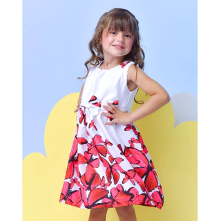 Vestido Infanti tema de borboleta jardim