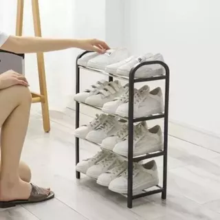 Sapateira Modular de 4 Andares com Tubos de Aço Alongados: Organização e Estilo para Seus Sapatos