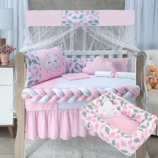 Kit de Berço Americano  Completo Com Ninho Redutor Menina e Menino 12 Peças em Oferta na Shopee