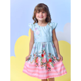 Vestido Infantil Menina Floral Princesa Manguinha Rodado