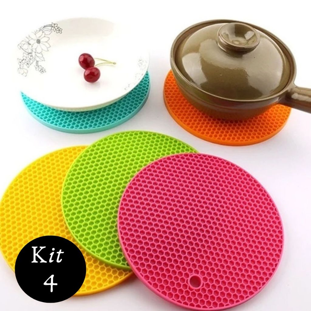 Kit 4 Descansos Panela em Silicone Protetor Resistente