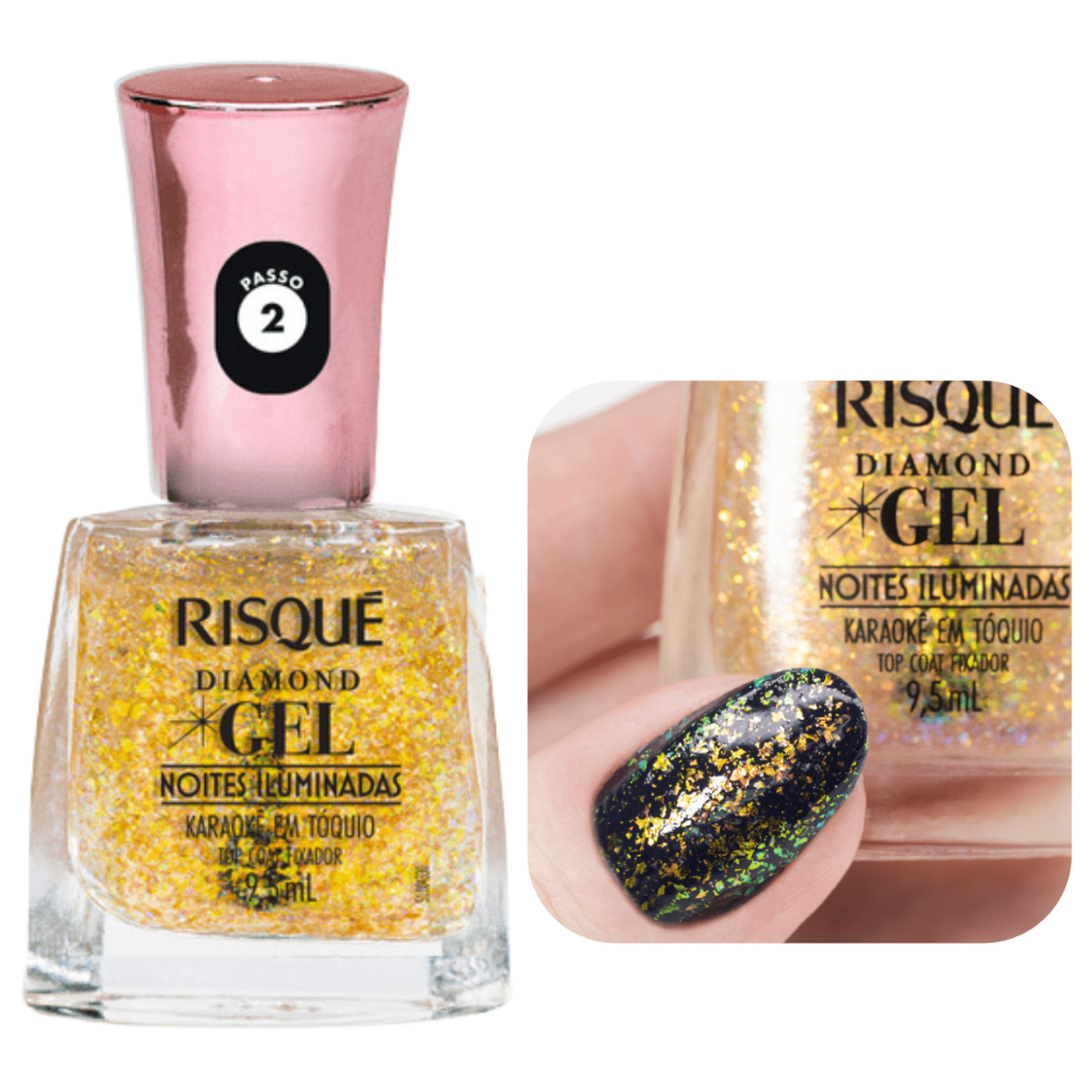 Esmalte Risque Karaoke Em Tóquio Diamond Gel Hipoalergênico Top Coat ...