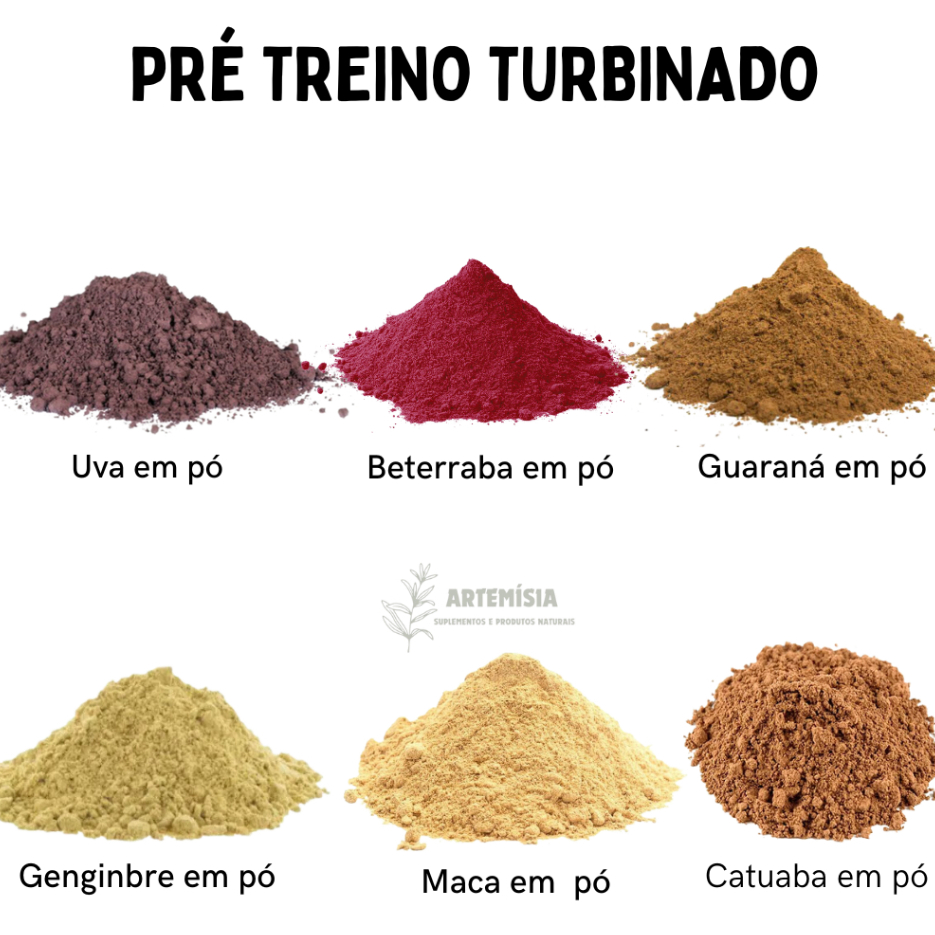Energético Natural Reforçado - Uva em pó - Beterraba em pó - Guaraná em pó - Gengibre em pó - Maca e Catuaba