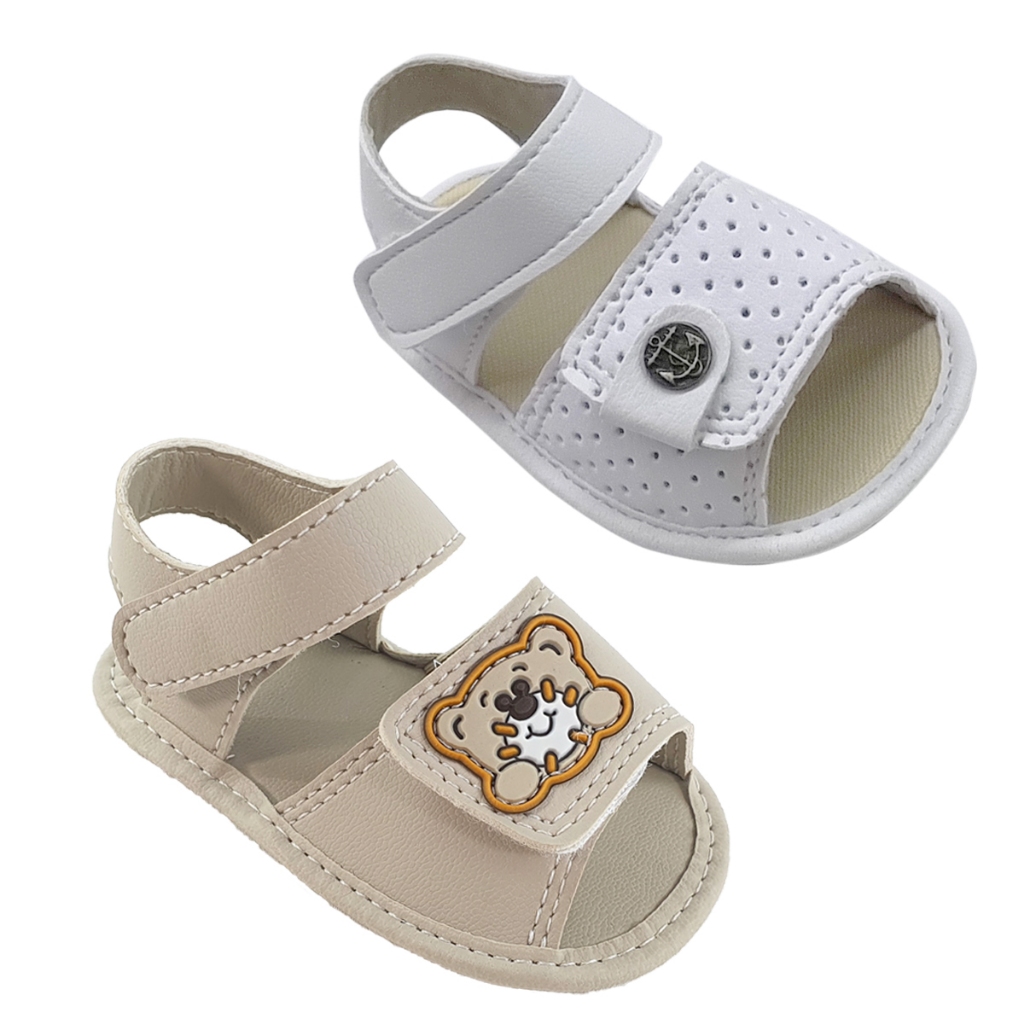 Sandália Bebê Menino Recém Nascido Kit 2 Pares Leve Macia | Shopee Brasil