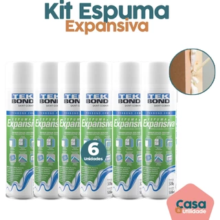 Kit Espuma Expansiva de Poliuretano 500ml Preenche Espaços Madeira Metal 2 / 3 / 5 Unidades Tekbond