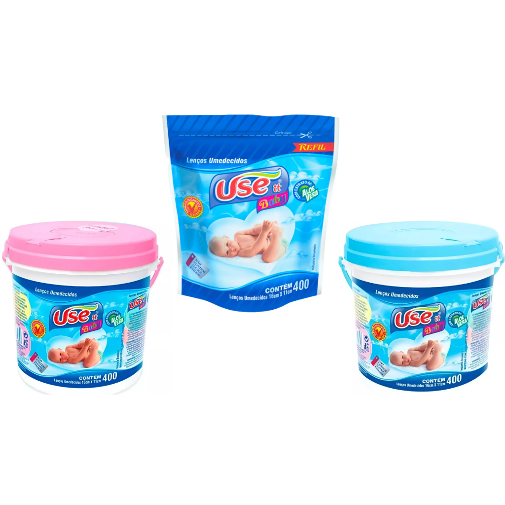 Use It Kit 800 Lenços Umedecidos Balde + Refil