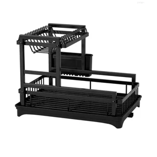 Escorredor 2 Andares Organizador de Louças Rack Preto