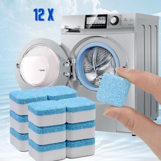 Kit 12 Pastilhas para Limpeza de Máquinas de Lavar Roupas Efervescentes Multifuncional