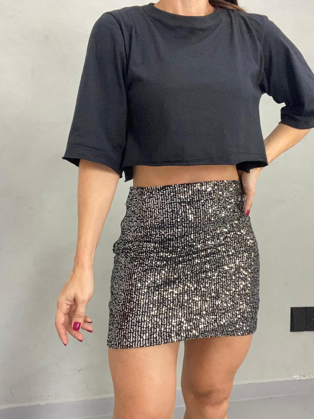 Saia Feminina Paete Linda Mini Saia Fina Brilhante Festa Look | Shopee  Brasil