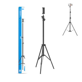 Tripé Profissional 2.1m Suporte Telescópico Para Celular Câmera Multifuncional