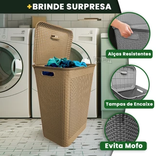 Cesto De Roupa Suja Organizador 72 Litros Lavanderia Alça E Tampa Brinquedo Quarto Multiuso Flexível