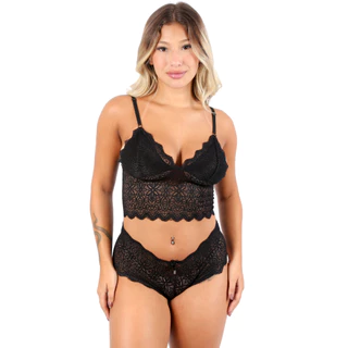 Conjunto Lingerie Renda Sem bojo Espera Marido Luxo Sensual Lingerie Feminina Moda Intima PROMOÇÃO