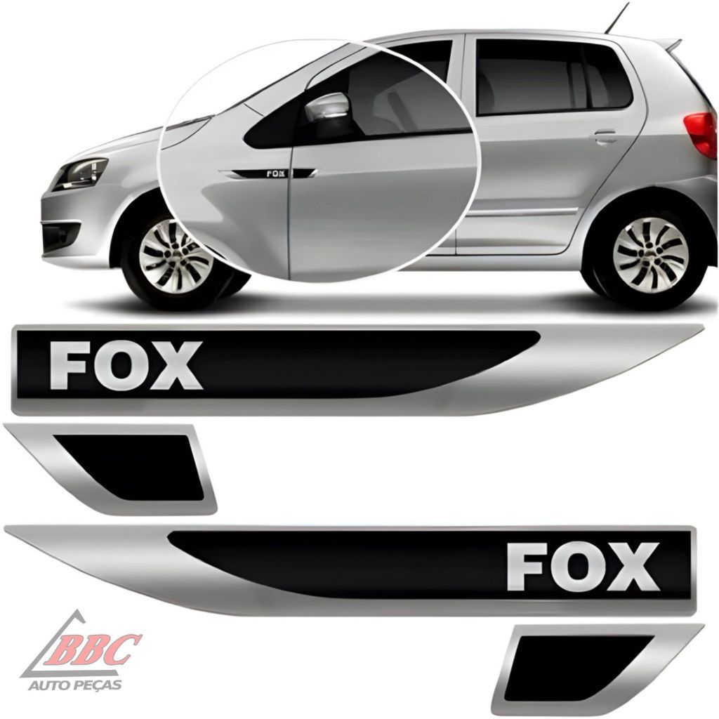 Par Emblema Lateral Resinado Aplique Adesivo Paralama Porta FOX TODOS