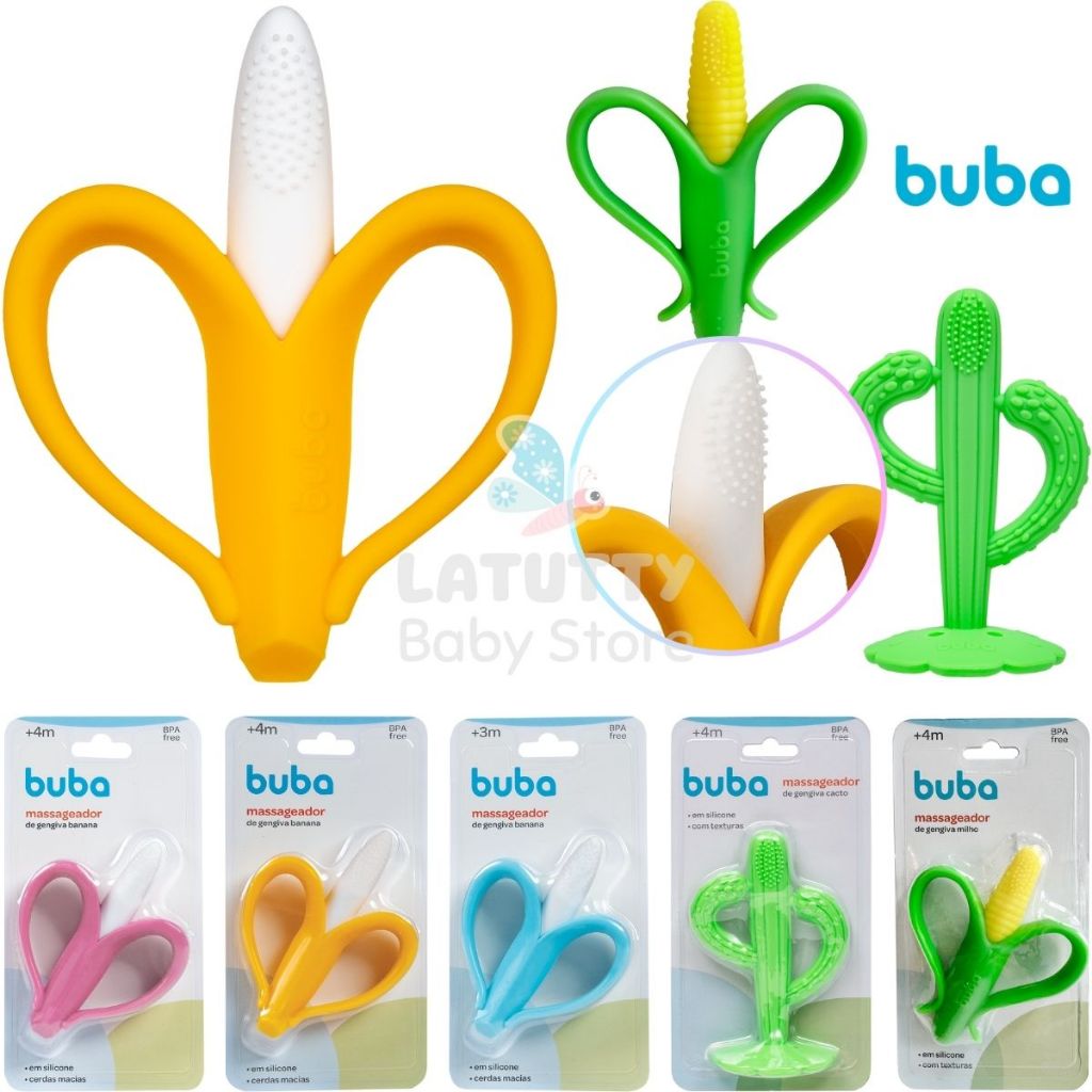 Mordedor Banana Bebê Buba Massageador de Gengiva Mordedor Bebe Silicone ...