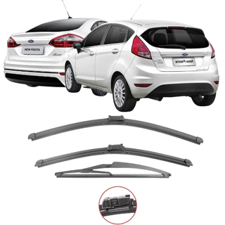 KIT 3 Palhetas Limpador Parabrisa Dianteiro + Traseiro New Fiesta Hatch/Sedan/Mexicano 2010 - 2019