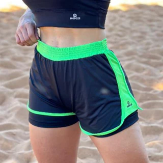 Short Duplo Fitness Feminino Para Academia Corrida e Esportes - MKS
