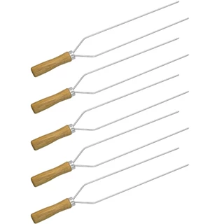Kit 5 Mini Espetinho Churrasco Coração Lâmina 30cm Aço Inox Espeto Pequeno Churrasquinho Mini Espetinho