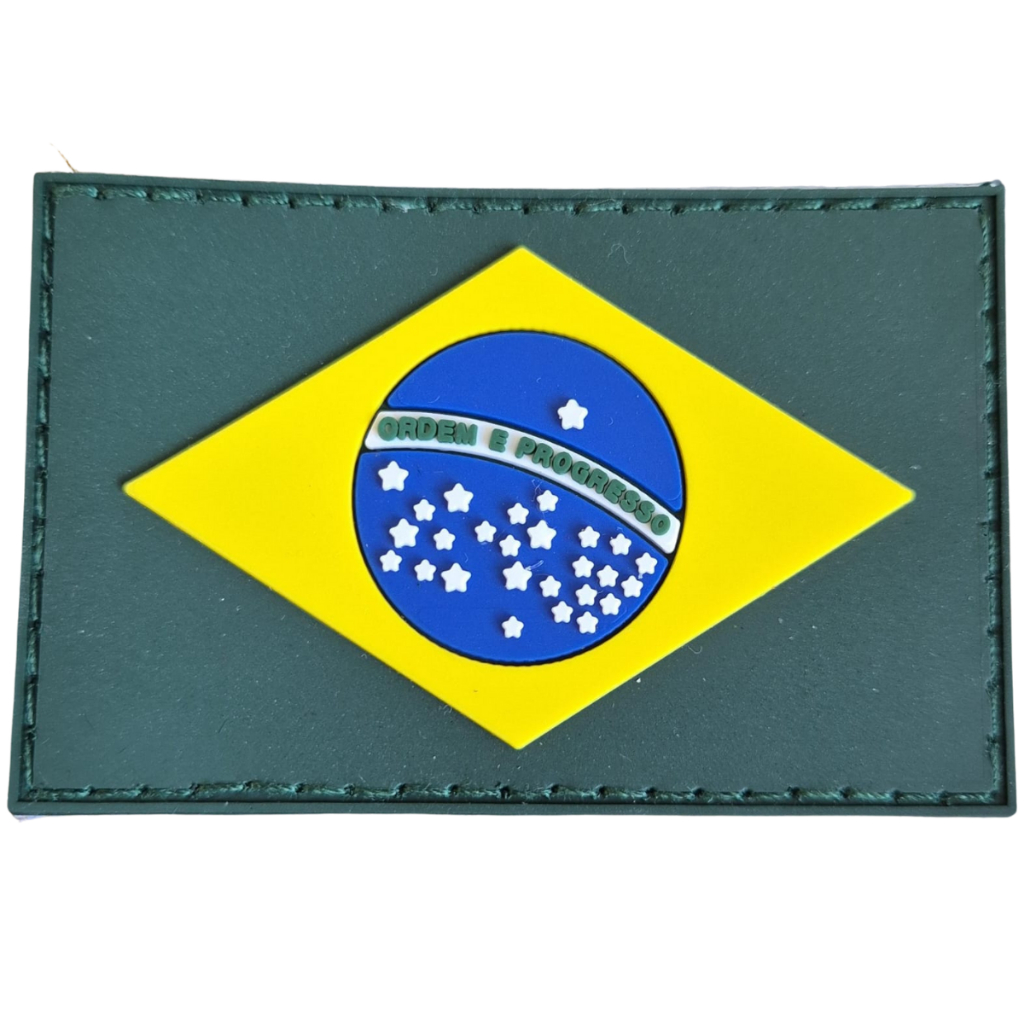 Patch Emborrachado Bandeira Brasil 7x5 Fita Auto Colante