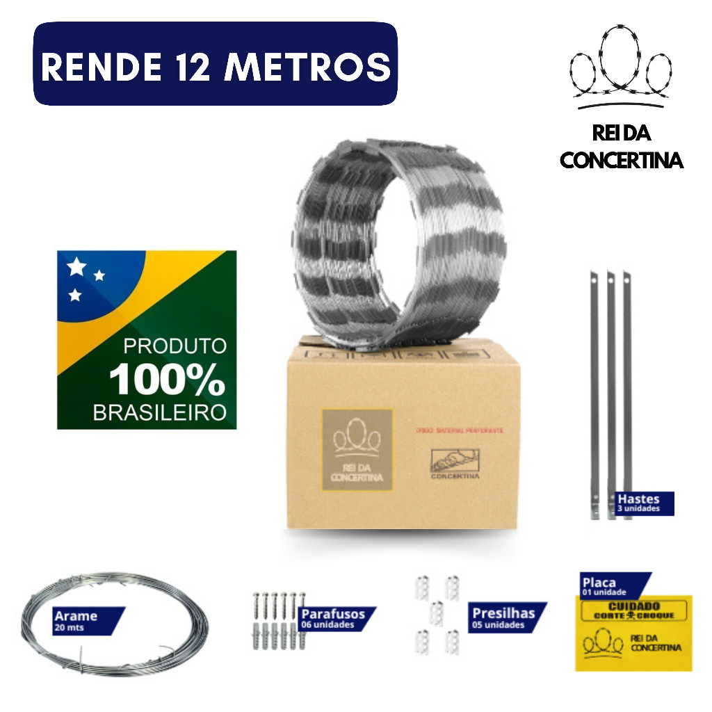48 METROS | KIT CERCA CONCERTINA SIMPLES 45CM | PROMOÇÃO