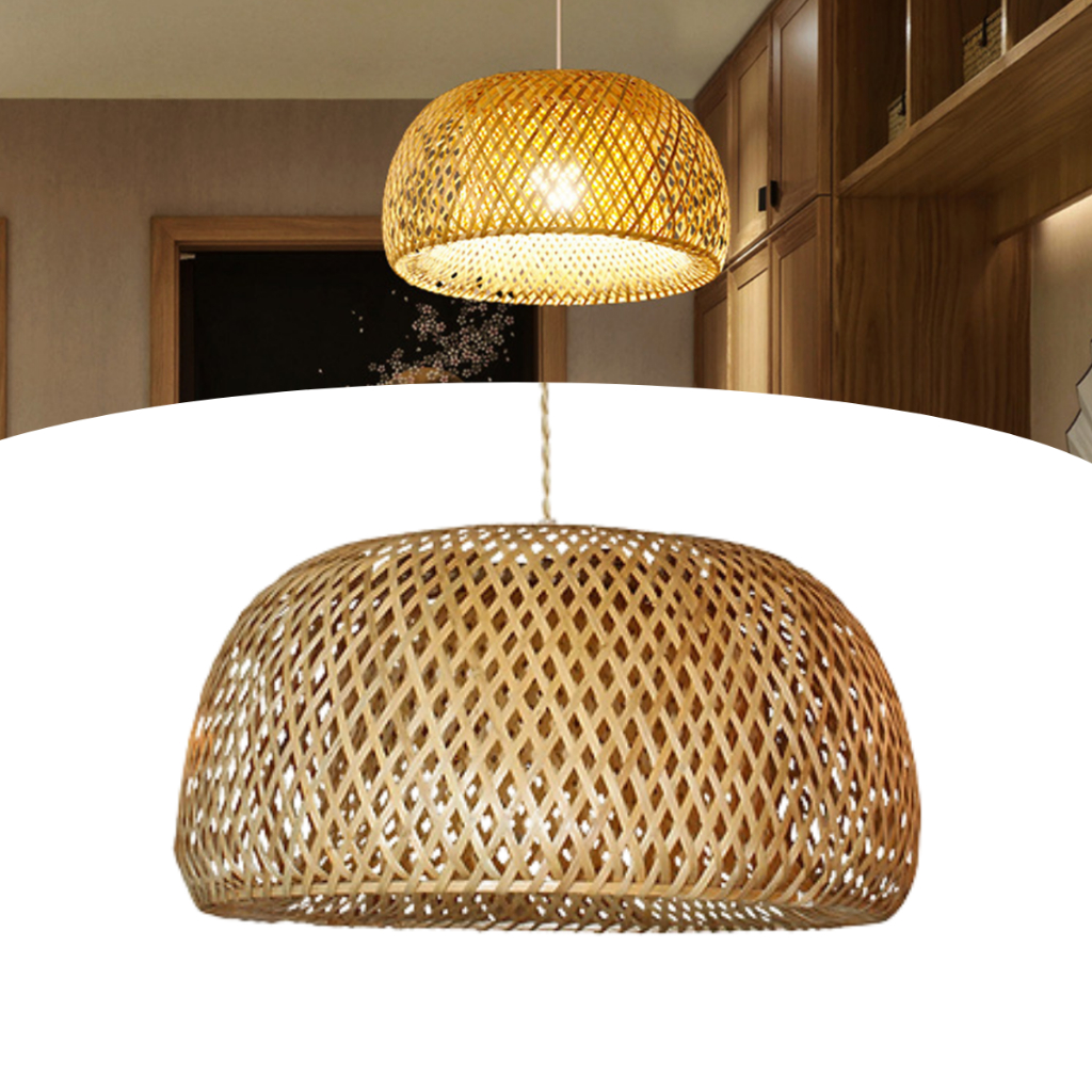 Lustre Pendente de Bambu Palha Artesanal Madeira Rustico Teto Moderno ...
