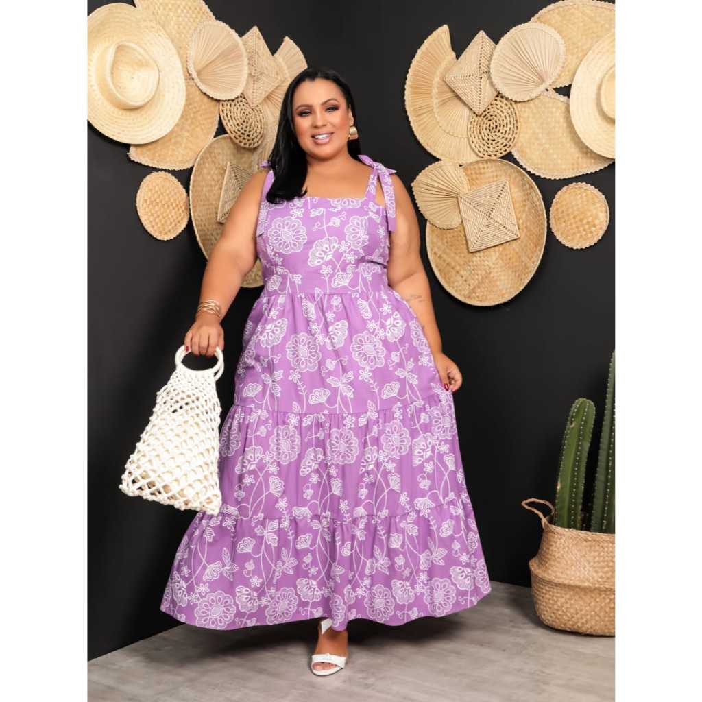 Vestido de tricoline regata moda plus size