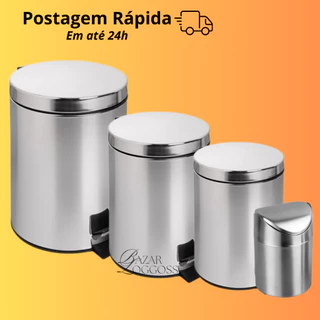 Lixeira Em Aço Inox Com Tampa | 1,5 Litros | 5 Litros | 8 Litros