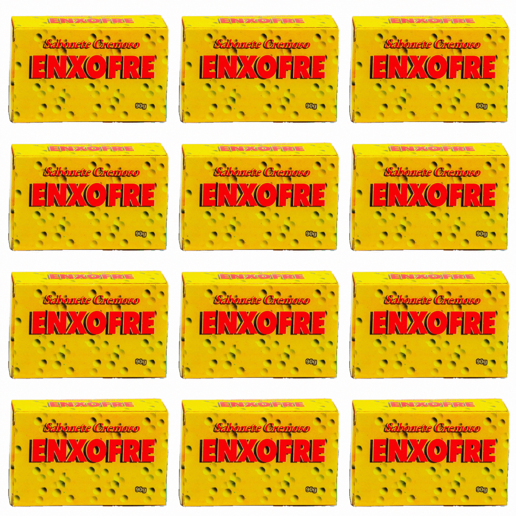 Kit com 12 - Sabonete cremoso de Enxofre 90g - Antiacne e Antioleosidade - Aroeira Cosmética