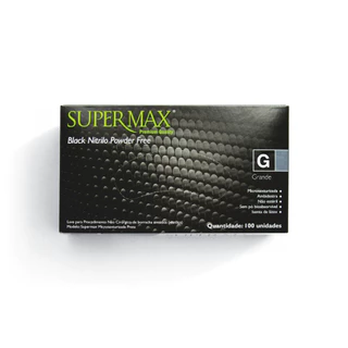 LUVA DESCARTAVEL NITRILICA PRETA/BLACK SUPERMAX