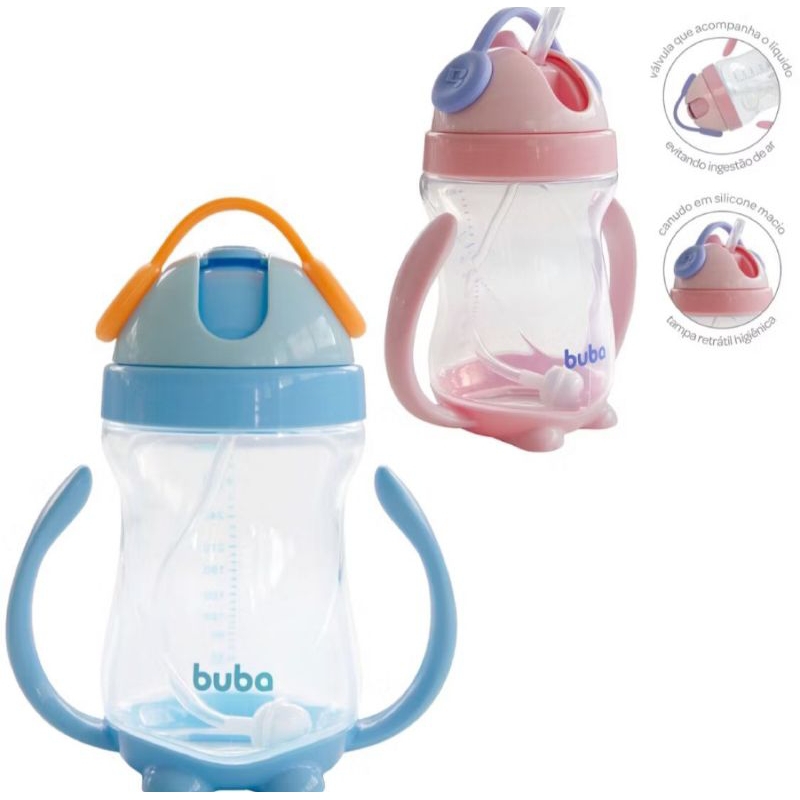 Copo com alça e Canudo em silicone para criança bebe introdução ...