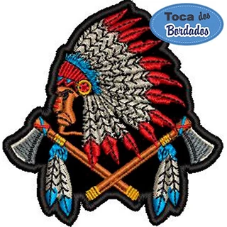 Patch Bordado Índio com Machado 8x8 cm Cód.1672