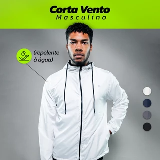 Jaqueta Corta Vento Masculino 100% Poliéster (Repelente à água) Com Capuz Forrado Malha Respirável com Gola Alta Casaco Tactel para Frio, Blusa Manga Longa Tecido Leve e Macio Moda Esportiva Casual para Trilha Corrida e Esporte,