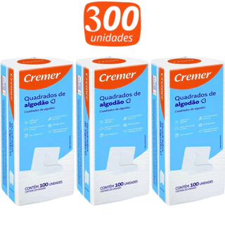 Algodão Quadrado Sem Perfume Cremer 100 Un Kit C/3 Pacotes