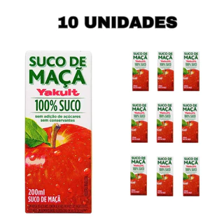 Kit com 10 Suco De Maçã Integral Yakult Sem Açúcar 200ml