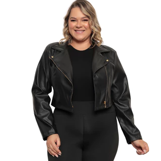 Jaqueta Plus Size Feminina Couro Sintético Courino