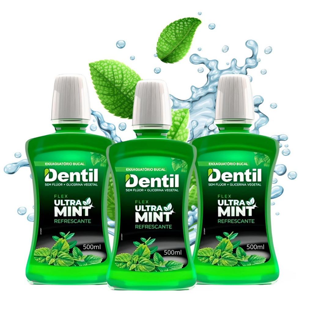 Kit 3 Enxaguante Bucal Dentil 500 ML - Refrescor Duradouro