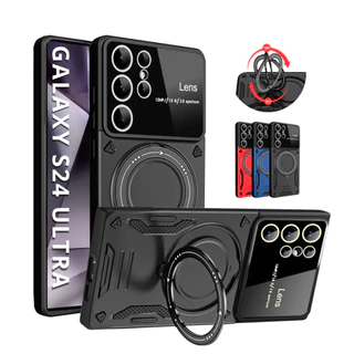 Capa Capinha Armor Anel Magnetica Safe P/ Galaxy S24 Ultra - Carregamento Por Indução + Proteção De Câmera