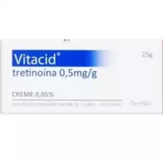 Pomada Vitacid 0.5 Ação Contra Acne Manchas Melasma Rugas Marcas de Expressão