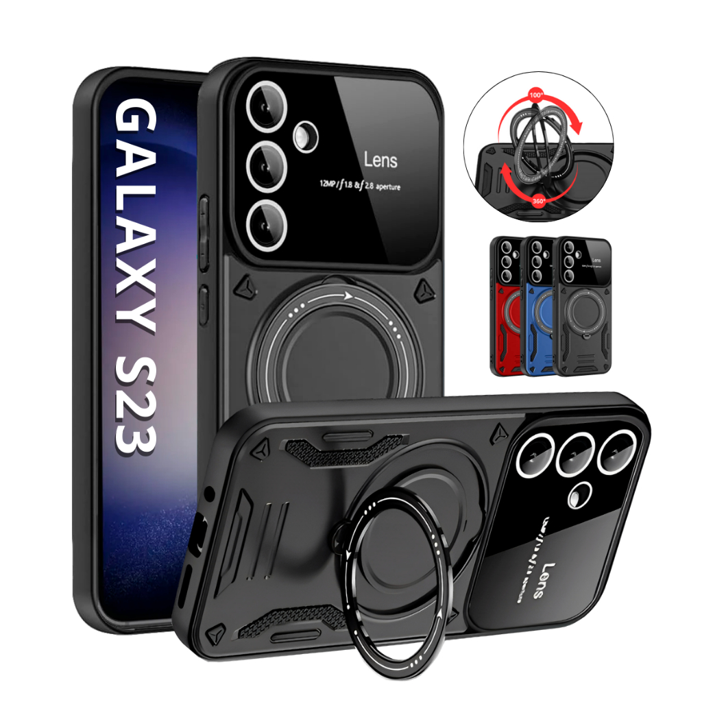 Capa Capinha Armor Anel Magnetica Safe P/ Galaxy S23 - Carregamento Por Indução + Proteção De Câmera
