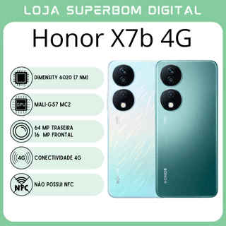 Honor X7B 4G (Versão Global) | Câmera de 64MP, Processador Dimensity 6020 (7 nm), GPU Mali-G57 MC2 (NOVO/LACRADO)