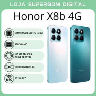 Honor X8B 4G (Versão Global) | Câmera de 108MP, Processador Snapdragon 680 4G (6 nm), GPU Adreno 610, (NOVO/LACRADO)