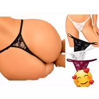 Kit 3 calcinhas fio dental de renda sensual 0554 com transparência romântica confortável sexy luxo