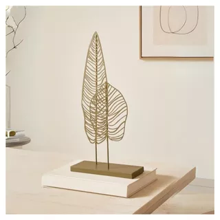 Escultura Decorativa Folha em Metal Mart Elegante Classico Enfeite de mesa para sala Loja Sensorial