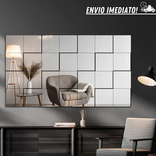 Espelho Decorativo De Parede Adesivo 3D Lapidado Liverpool Para Quarto Sala Escritório 21 Peças