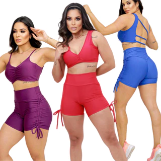 Short Levanta Bumbum Com Regulagem Lateral Bermuda Fitness