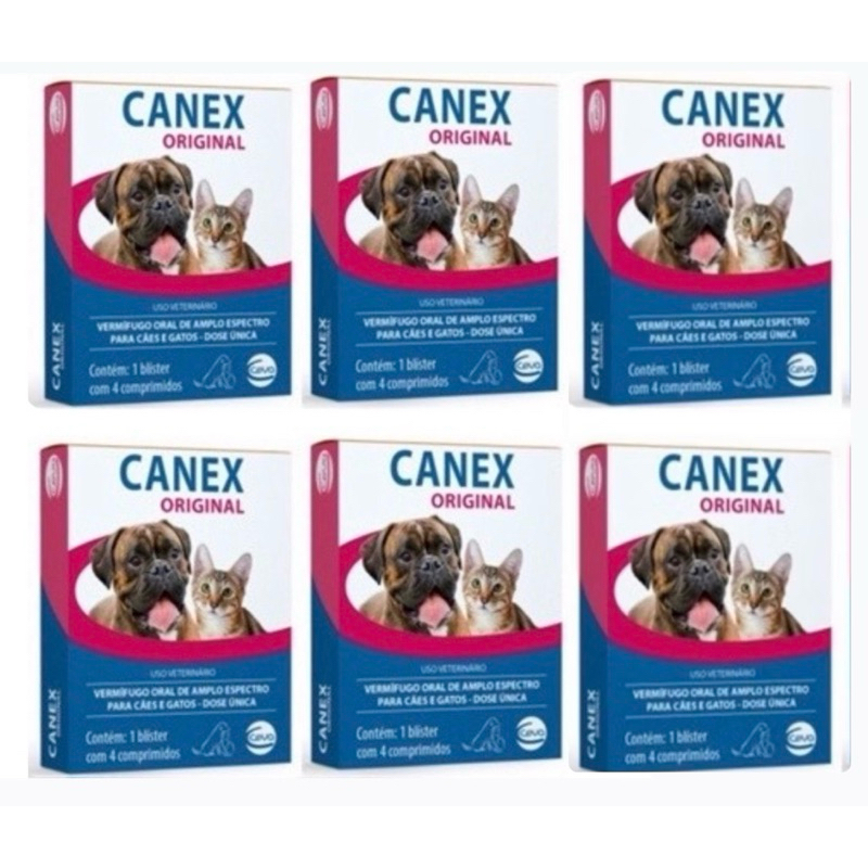 Kit C/6 Caixas com 4 comprimidos cada, Canex Original Vermifugo De Caes ...